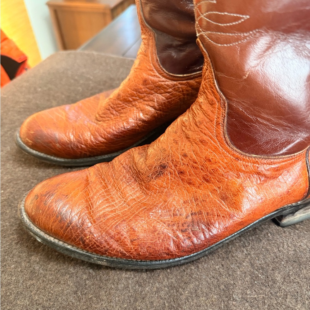 Lucchese Classics handmade tan ostrich boots 10D - Picture 2 of 10